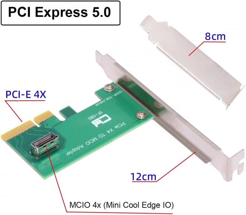 CY Card PCI-Express 5.0 4.0 4X to MCIO Mini Cool Edge IO Female Host Adapter for PCIe Nvme U.2 SSD - Image 2